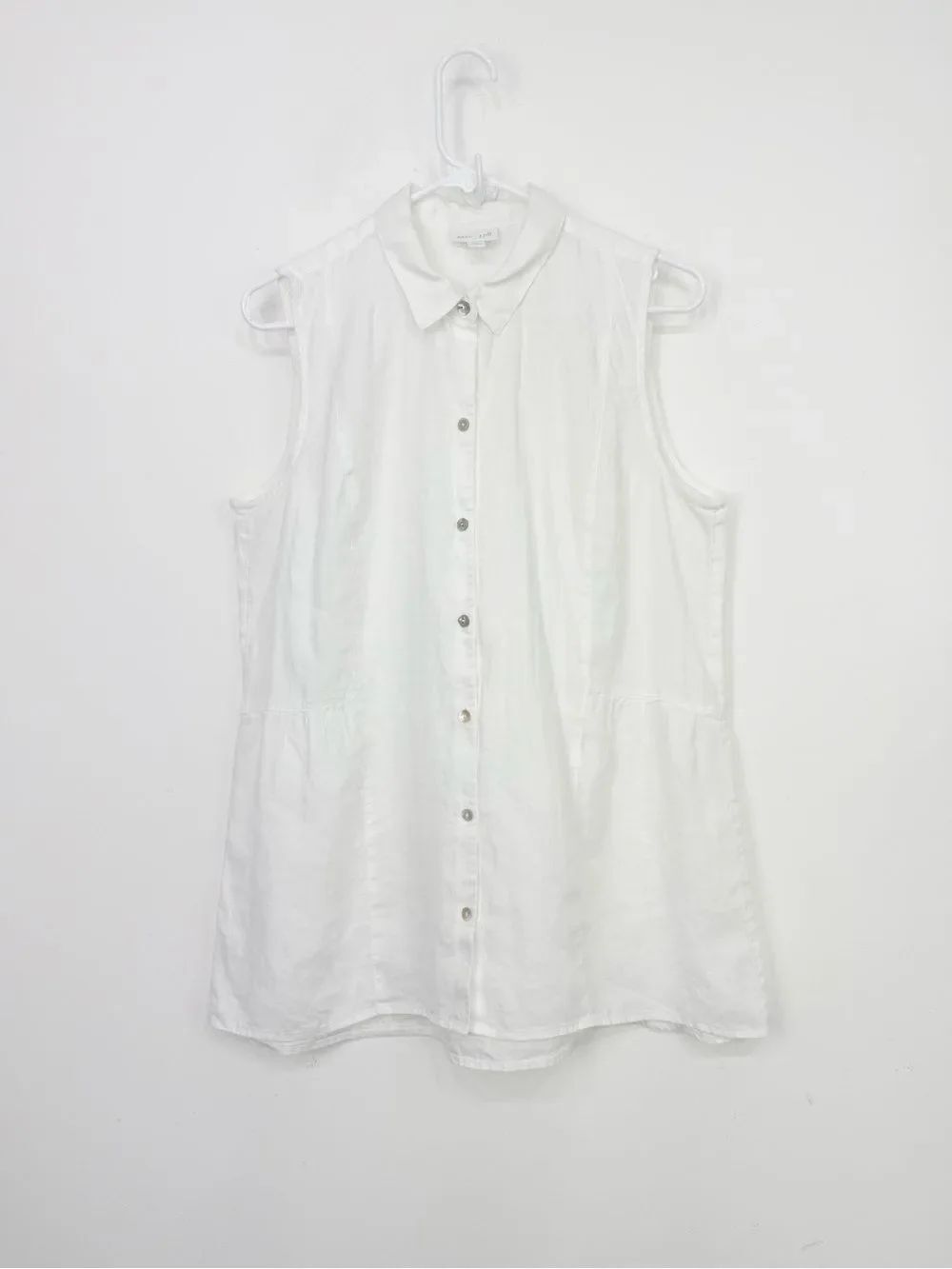 J. Jill Love Linen White 100% Linen Sleeveless Lightweight Tunic Blouse